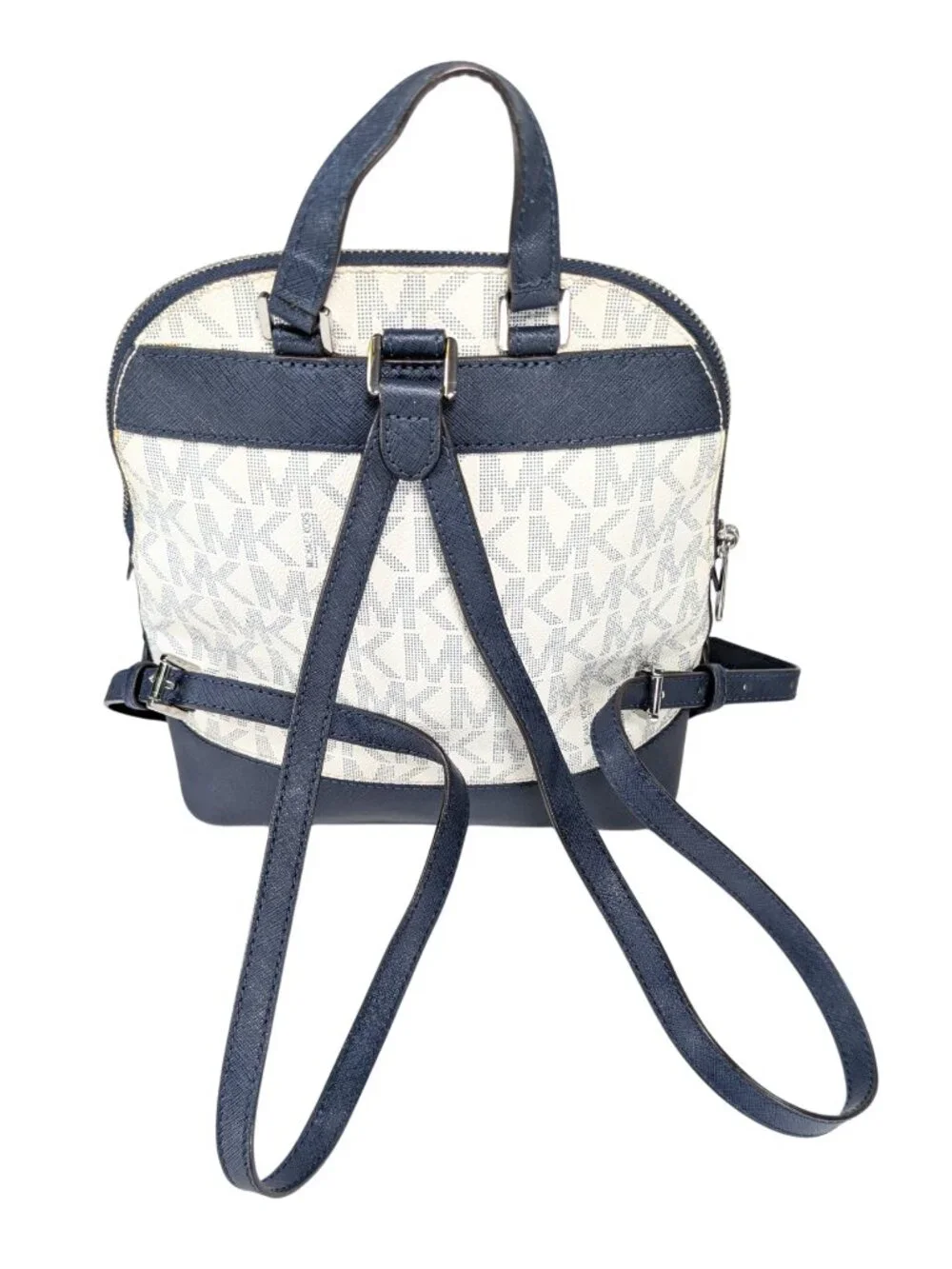 Michael Kors Blue White Signature Emmy PVC Flower Embellished Small Backpack